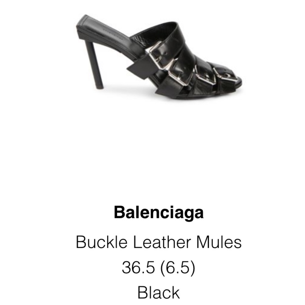 Balenciaga Buckle Leather Mules - 6.5